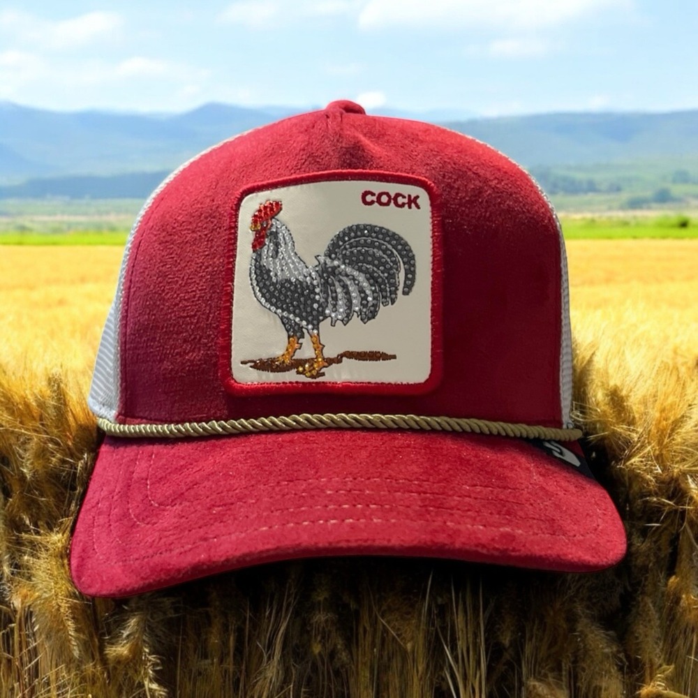 Goorin Bros C CK Rhinestone Patch Trucker Hat SnapBack Red & Gray OSFA